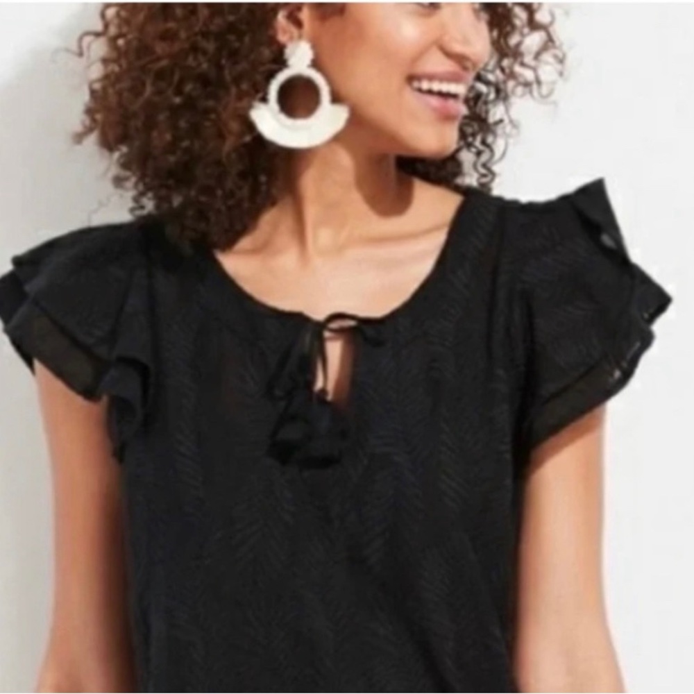 Vineyard Vines Embroidered Palm Tunic Dress Black coverup - Picture 4 of 15